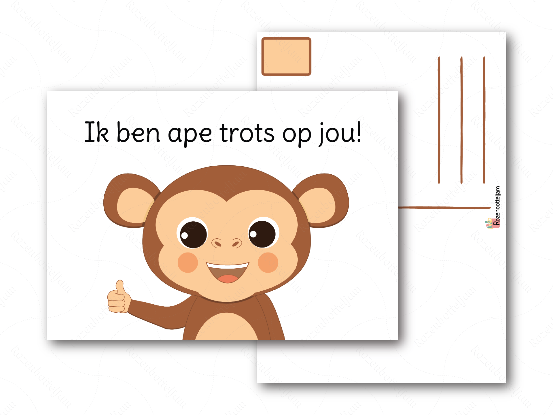 Kaart ik ben ape trots op jou! - Webshop Rozenbotteljam